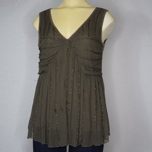 Hazel Hazel | Dark Green Beaded Tank Top | L